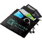 Carry All Travel Pouch with Three Zip Compartments - Black - Photo