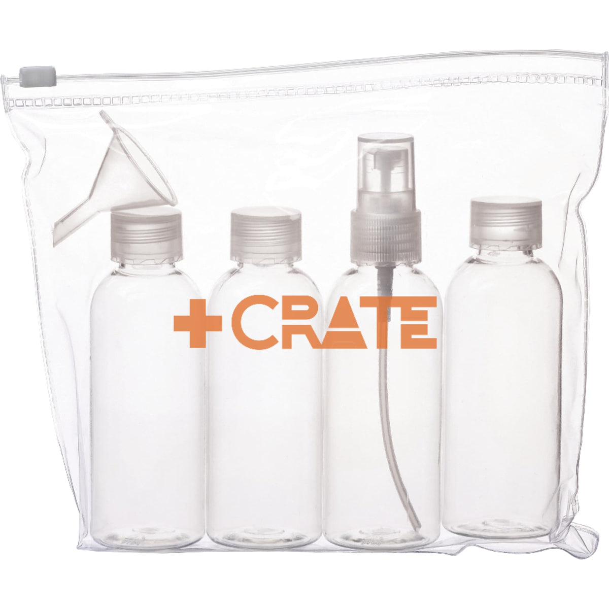 Carry-On Toiletry Bottle Kit with Clear Pouch - Clear - Front