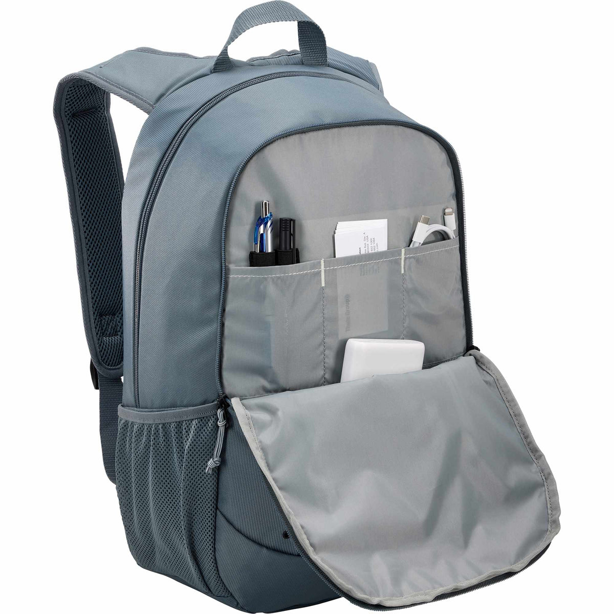Case Logic Jaunt Recycled Backpack for 16 Inch Laptops Transfer - Gray - Right Angle Open