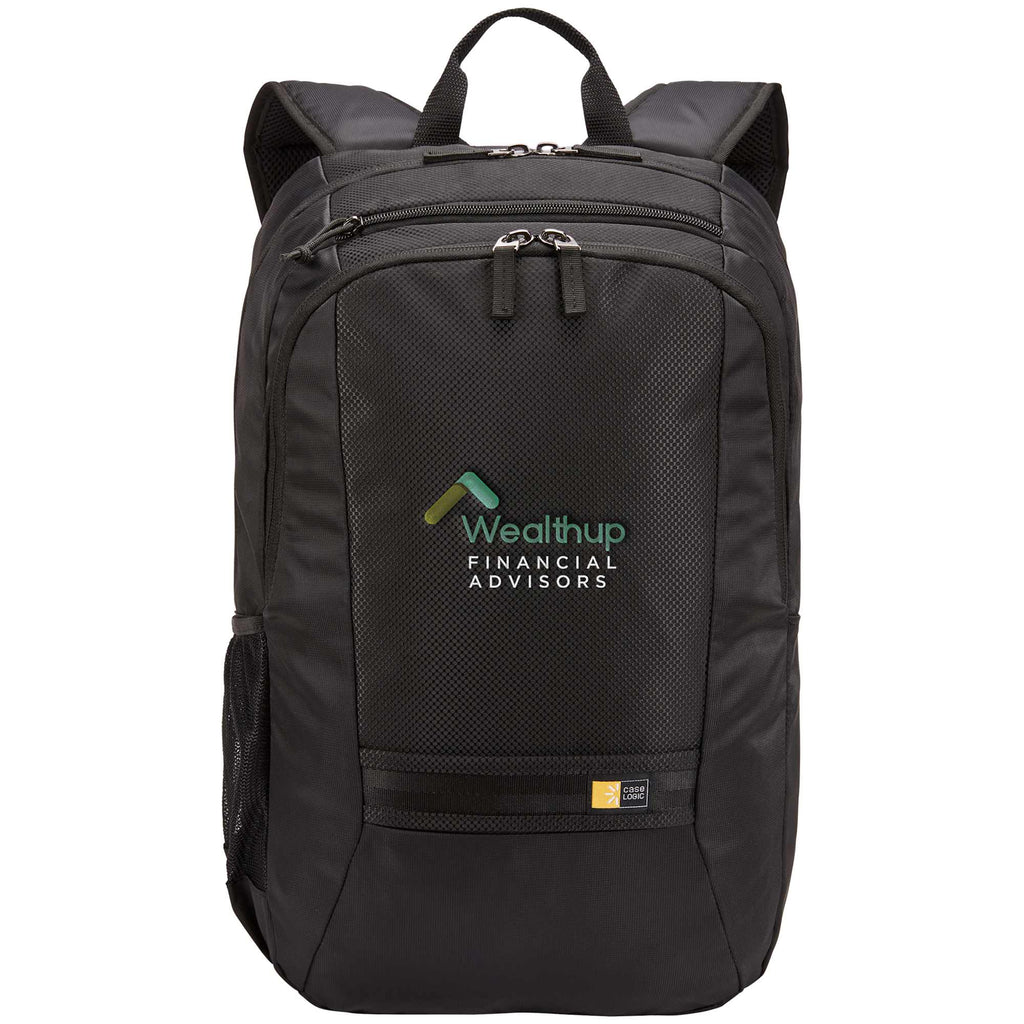 Case Logic Key Laptop Backpack, 16 Inch Embroidery - Black - Front