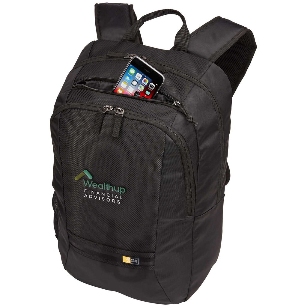 Case Logic Key Laptop Backpack, 16 Inch Embroidery - Black - Left Angle