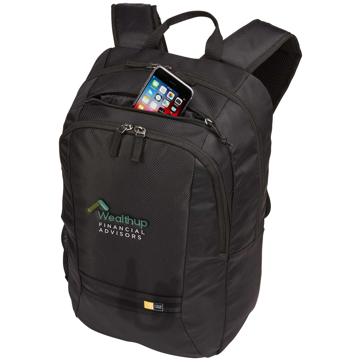 Case Logic Key Laptop Backpack, 16 Inch Embroidery - Black - Left Angle