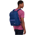 Case Logic Uplink Recycled Laptop Backpack, 26L - Navy Blue - Left Angle Lifestyle