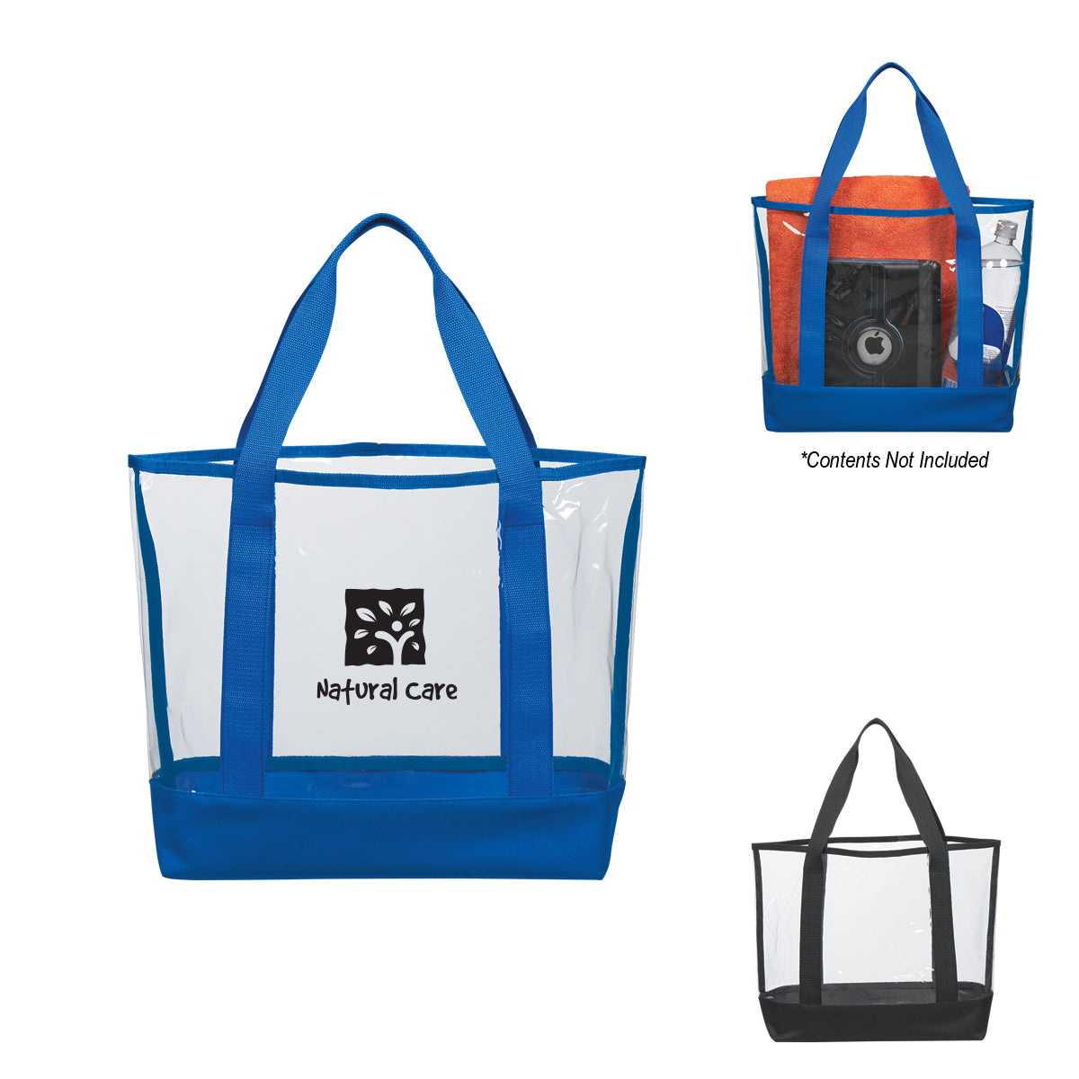 Casual Tote Bag in Clear EVA - Clear With Royal
