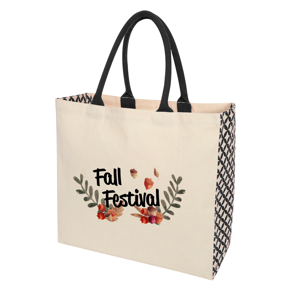 Catalina Cotton Canvas Tote Bag, 10 oz - Natural with Black - Colorbrite