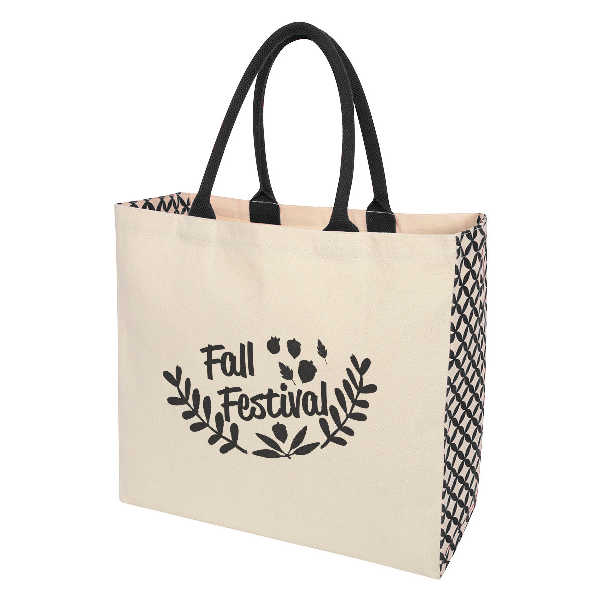 Catalina Cotton Canvas Tote Bag, 10 oz - Natural with Black - Silk Screen
