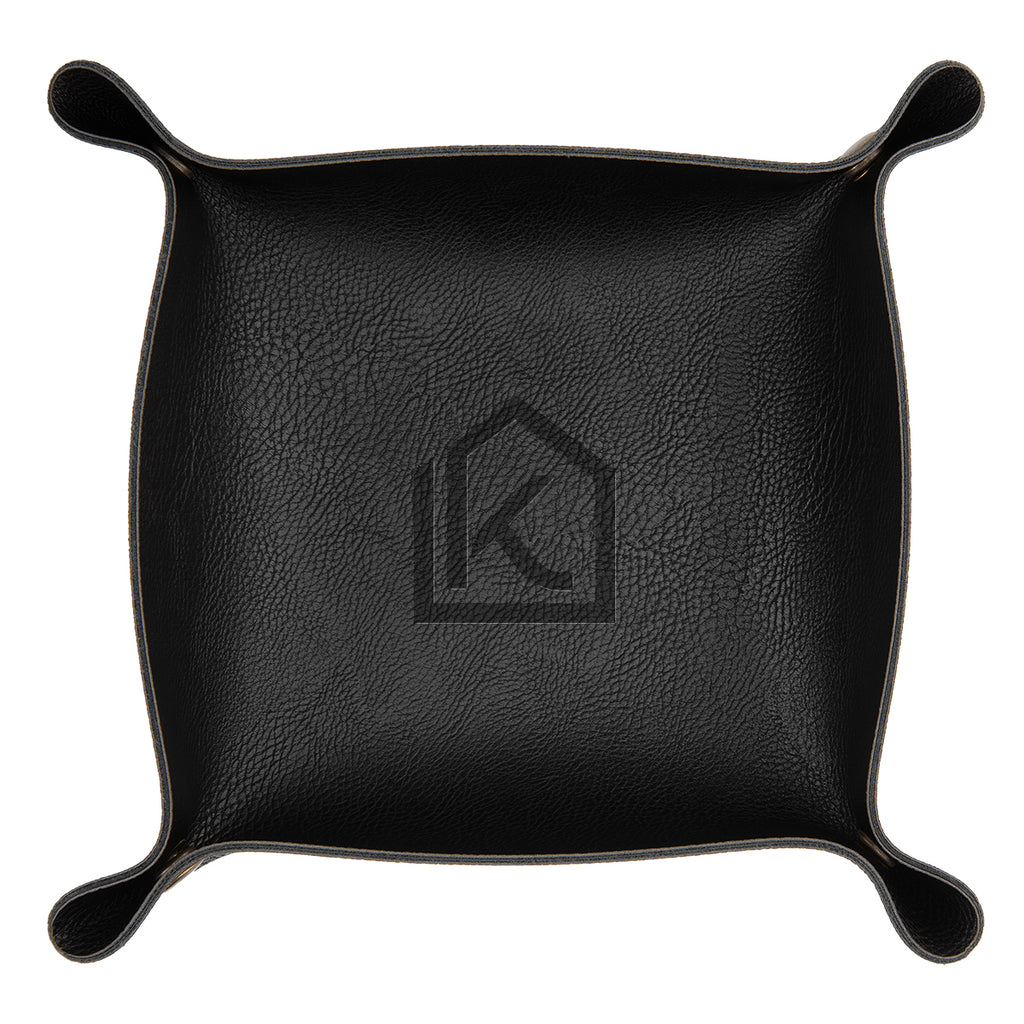 Catchall Tray in Leatherette - Black - Deboss