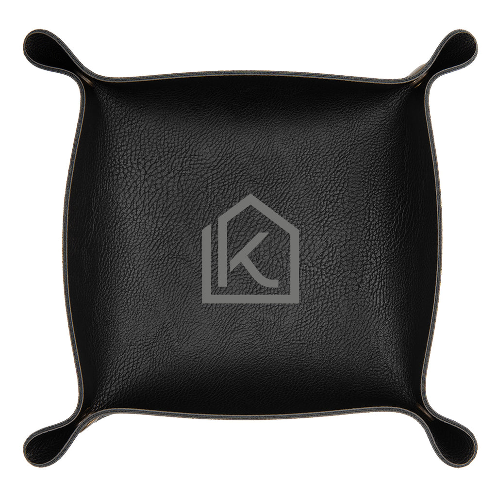 Catchall Tray in Leatherette - Black - Silk Screen