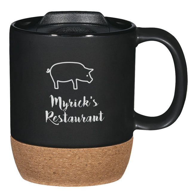 Ceramic Mug with Cork Base, 14 oz Laser Engraving