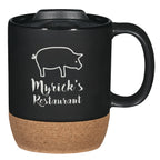 Ceramic Mug with Cork Base, 14 oz Laser Engraving - Black - Laser Engraving