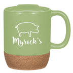 Ceramic Mug with Cork Base, 14 oz Laser Engraving - Lime Green - Ceramic