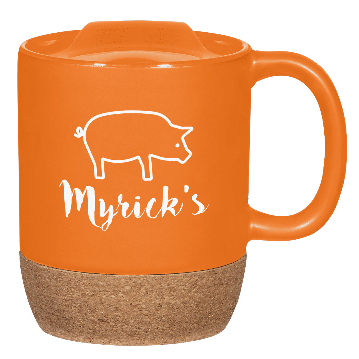 Ceramic Mug with Cork Base, 14 oz Laser Engraving - Orange - Ceramic