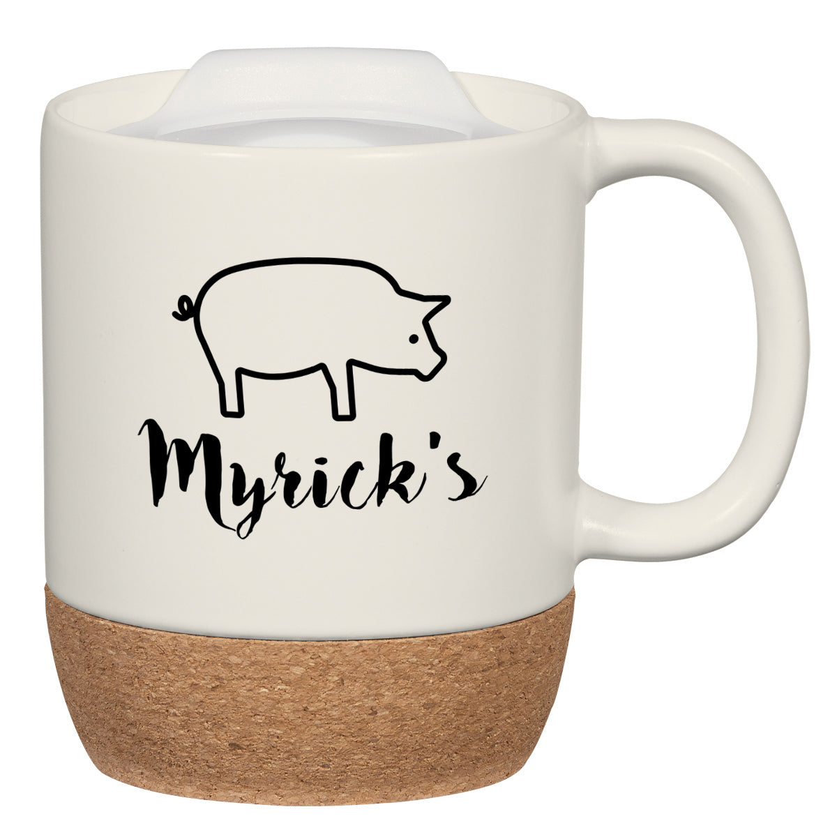 Ceramic Mug with Cork Base, 14 oz Laser Engraving - White - Ceramic