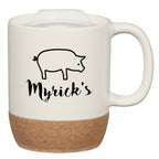 Ceramic Mug with Cork Base, 14 oz Laser Engraving - White - Ceramic