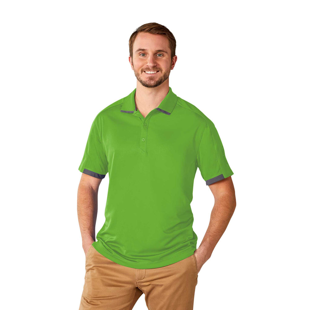 Cerrado Performance Polo with Contrast Details for Men Embroidery - Apple/Grey Storm - Front