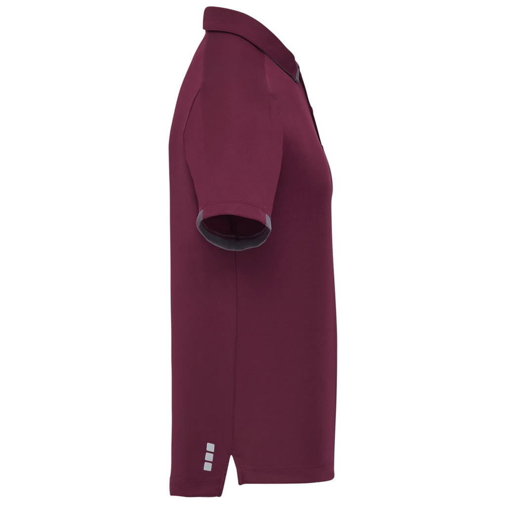 Cerrado Performance Polo with Contrast Details for Men Embroidery - Maroon/Grey Storm - Right Side