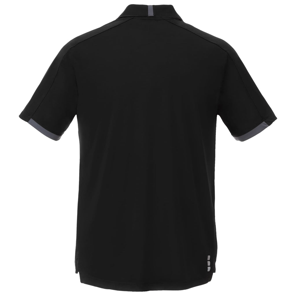 Cerrado Performance Polo with Contrast Details for Men Transfer - Black/Grey Storm - Back Flat