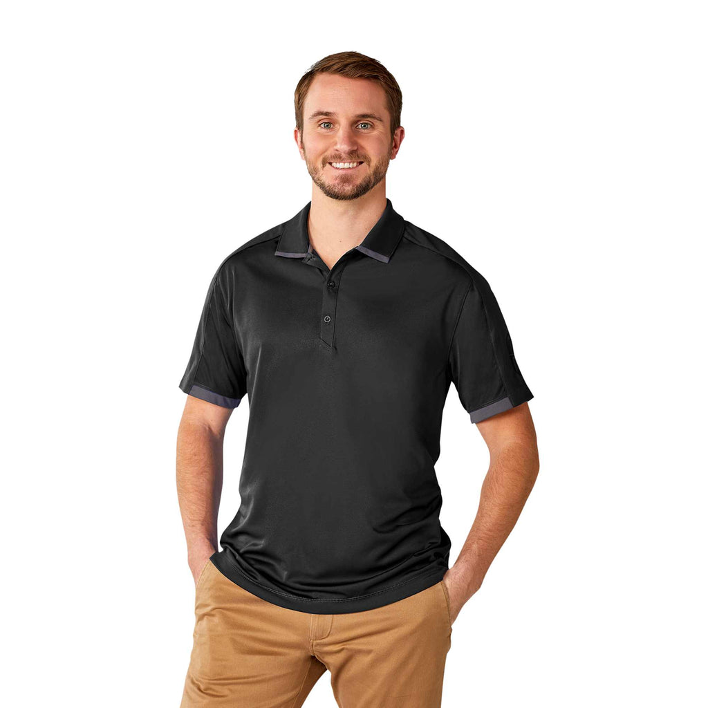 Cerrado Performance Polo with Contrast Details for Men Transfer - Black/Grey Storm - Front