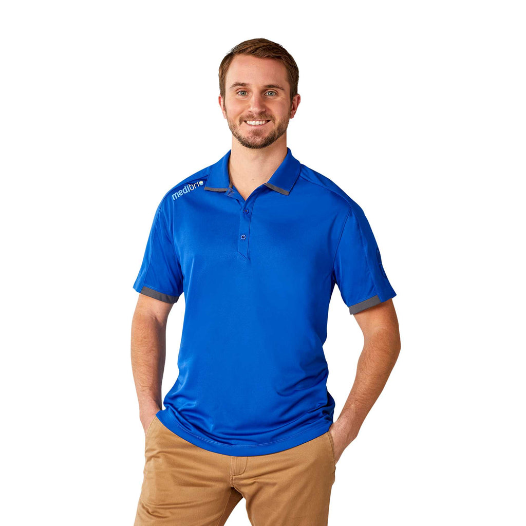 Cerrado Performance Polo with Contrast Details for Men Transfer - New Royal/Grey Storm - Front On Model