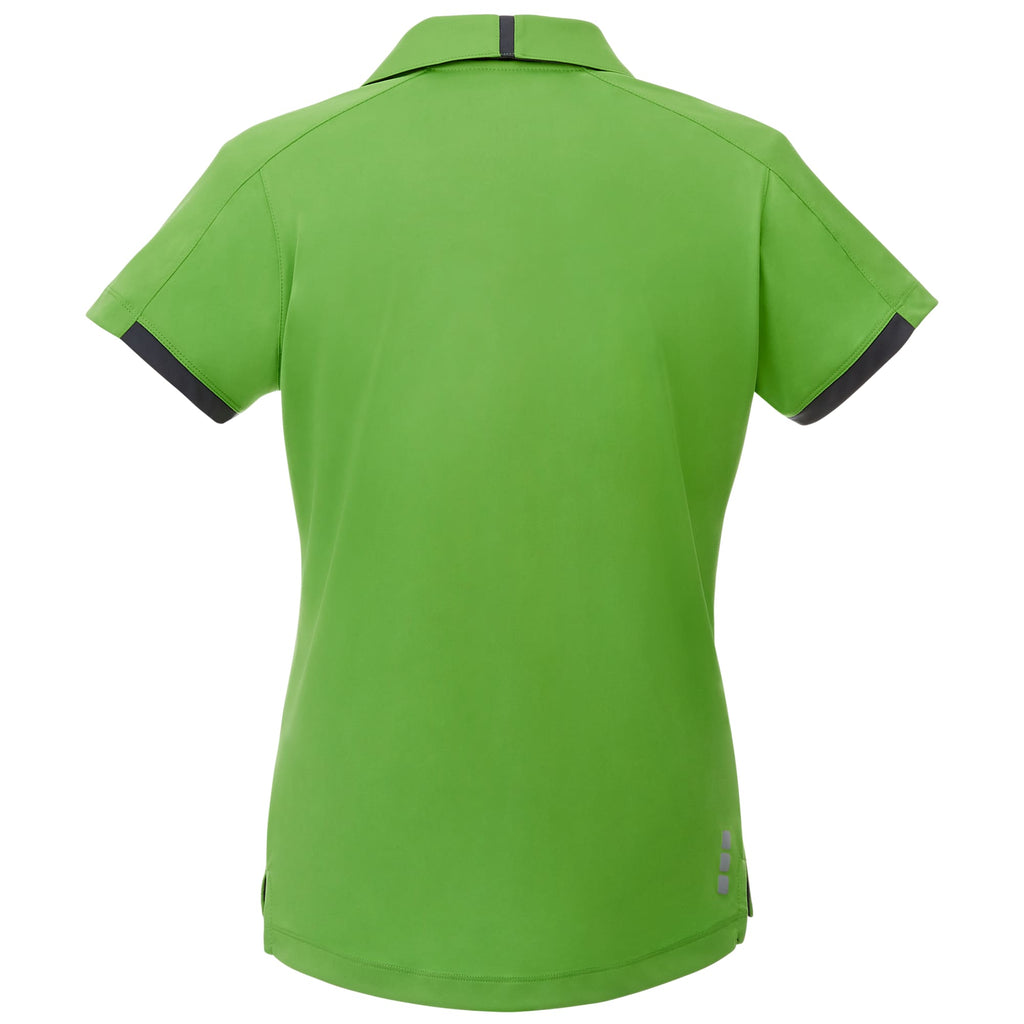 Cerrado V-Neck Performance Polo for Women Debossing - Apple/Grey Storm - Back Flat
