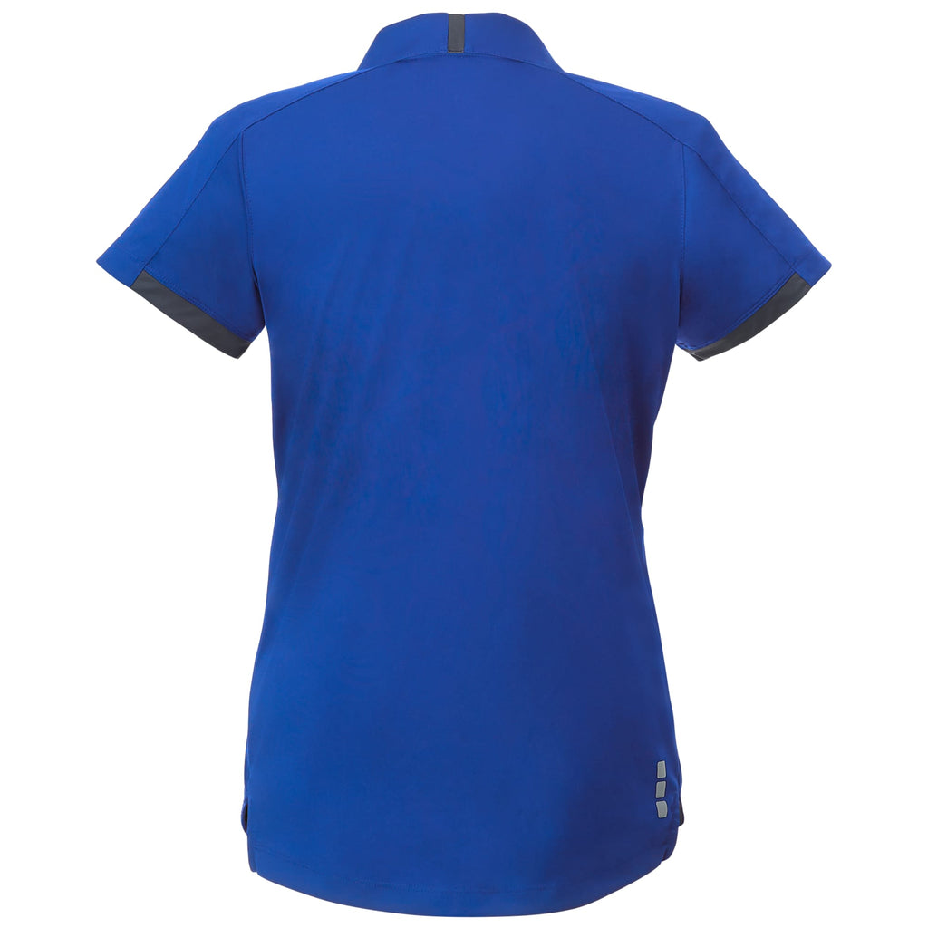 Cerrado V-Neck Performance Polo for Women Debossing - New Royal/Grey Storm - Back Flat