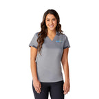 Cerrado V-Neck Performance Polo for Women Debossing - Quarry/Grey Storm - Front Flat