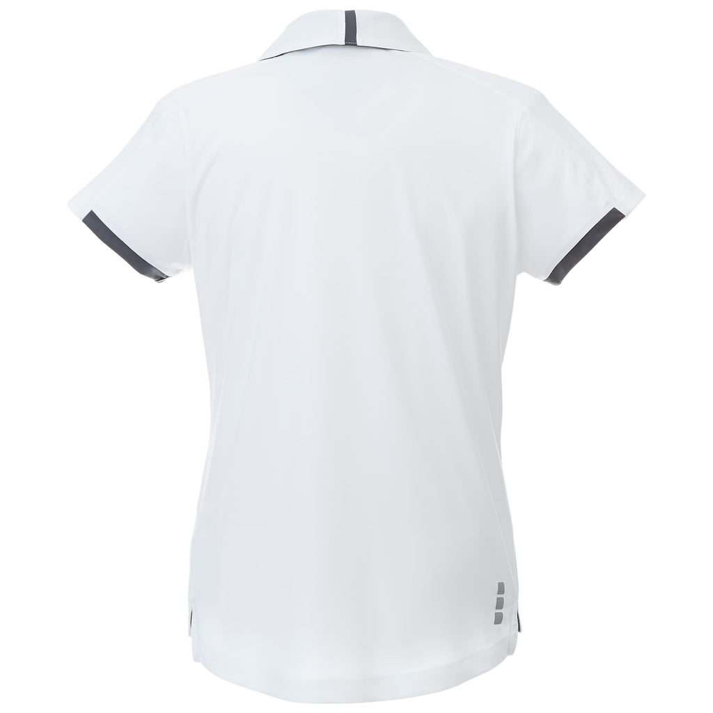 Cerrado V-Neck Performance Polo for Women Debossing - White/Grey Storm - Back Flat
