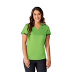 Cerrado V-Neck Performance Polo for Women Embroidery - Apple/Grey Storm - On Model