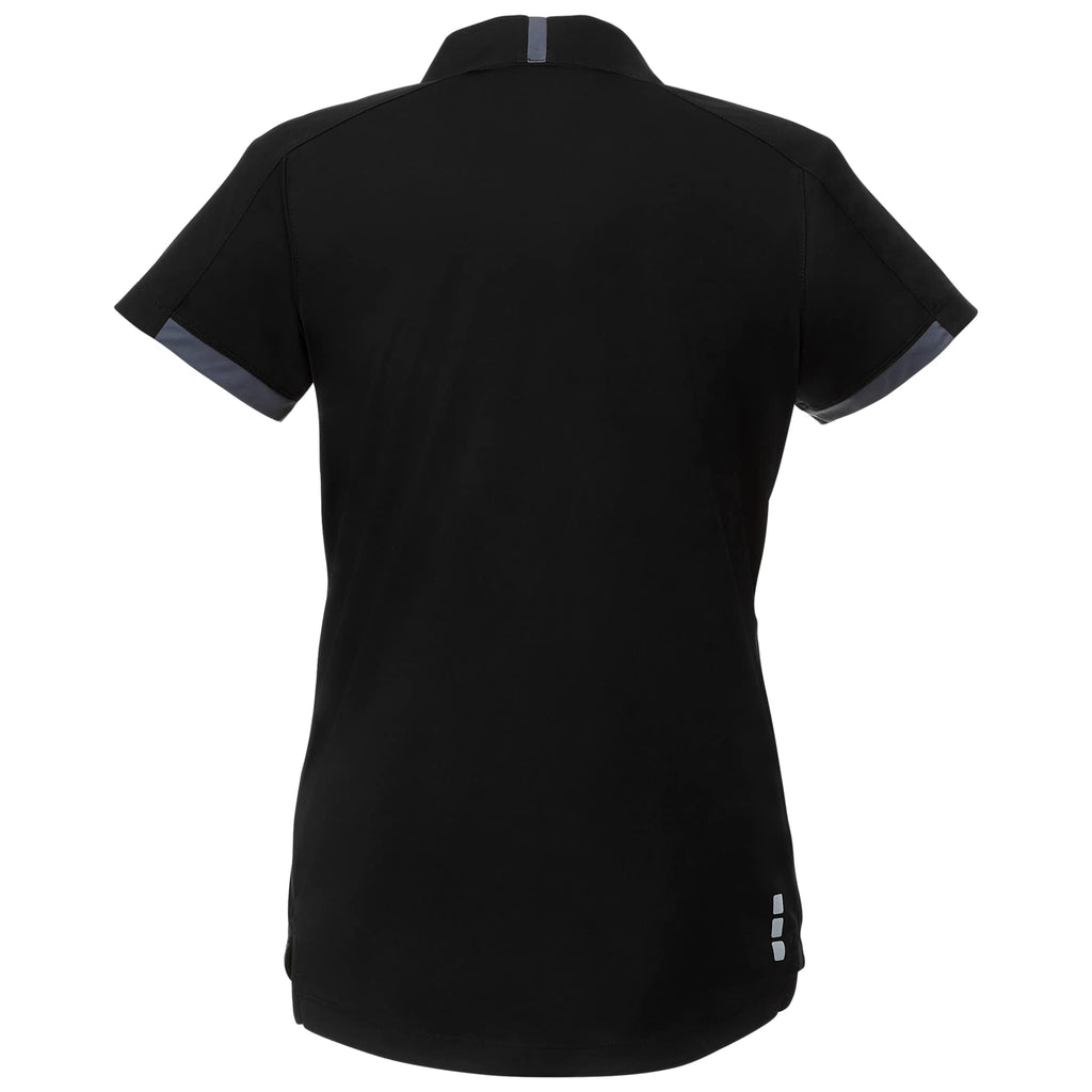 Cerrado V-Neck Performance Polo for Women Embroidery - Black/Grey Storm - Back Flat
