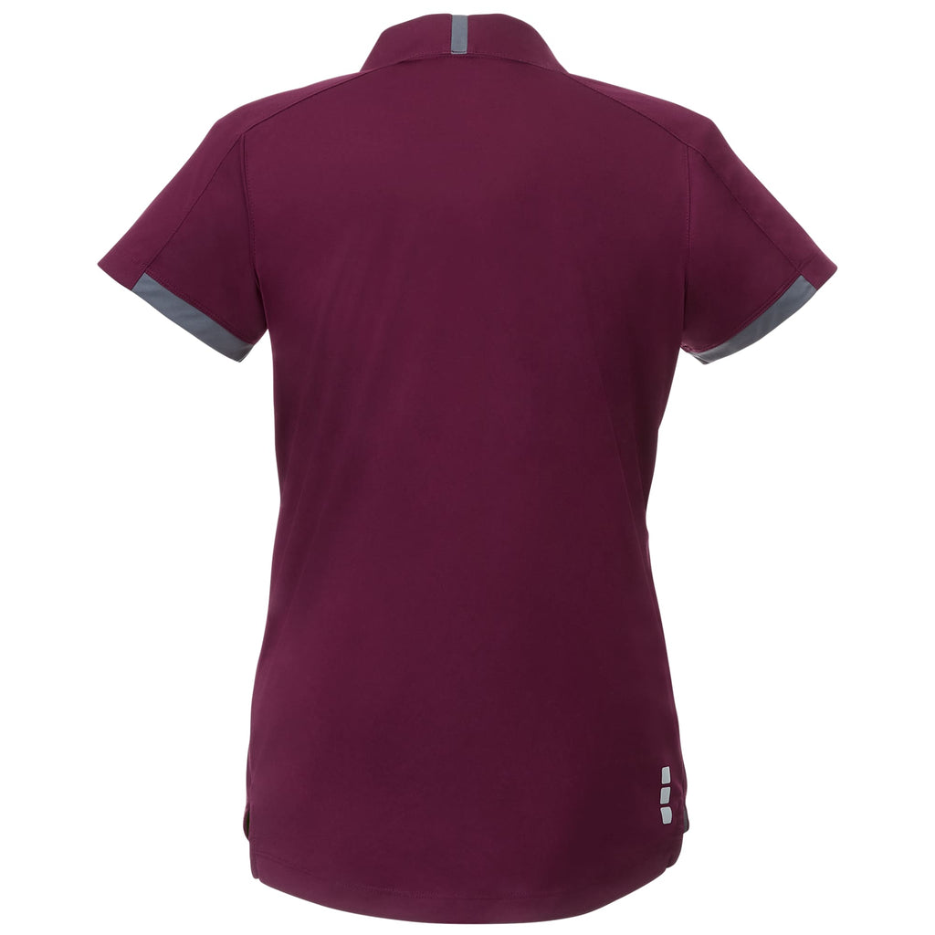 Cerrado V-Neck Performance Polo for Women Embroidery - Maroon/Grey Storm - Back Flat