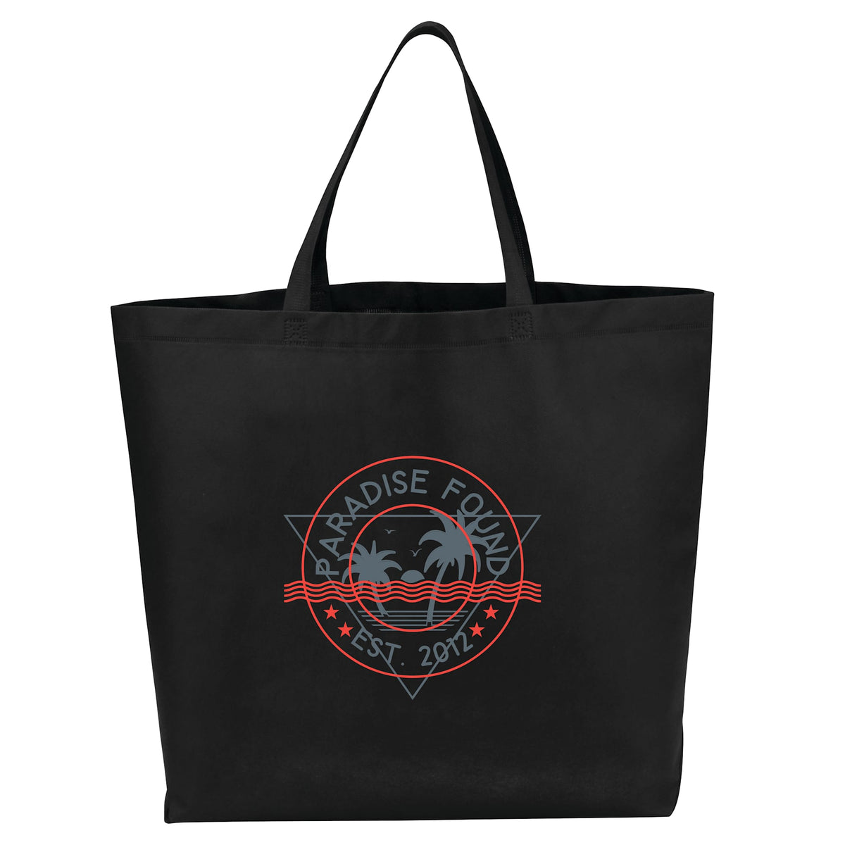 Challenger Jumbo Heat-Sealed Shopper Tote Full Color - Black - Front
