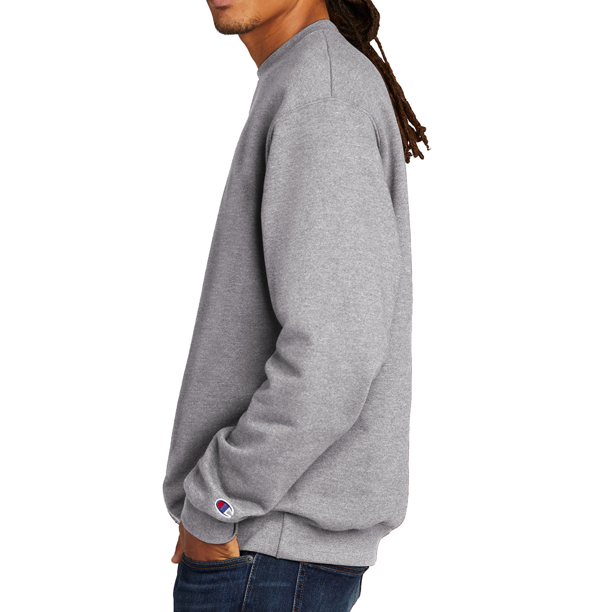Champion Crewneck Sweatshirt, Double Dry Eco - Light Steel - lightsteel_model_side