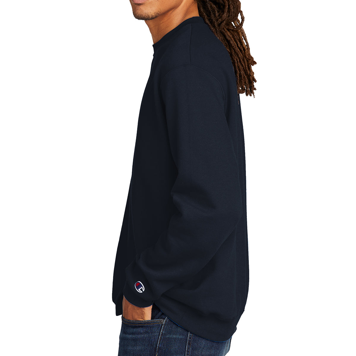 Champion Crewneck Sweatshirt, Double Dry Eco - Navy - navy_model_side