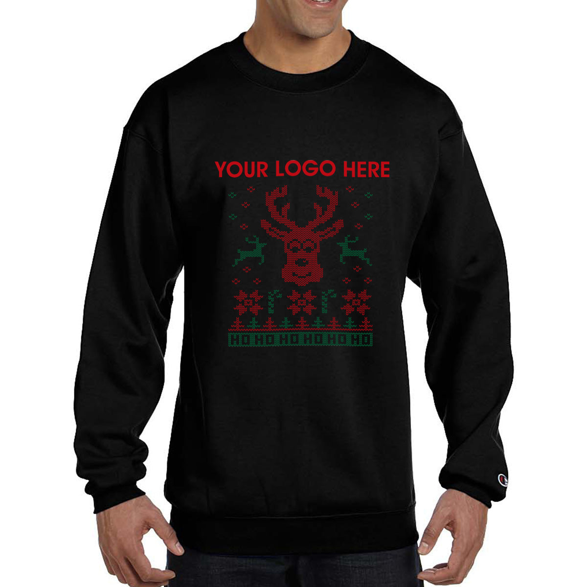 Champion Double Dry Eco Ugly Sweater Crewneck - Black - FestiveDeer