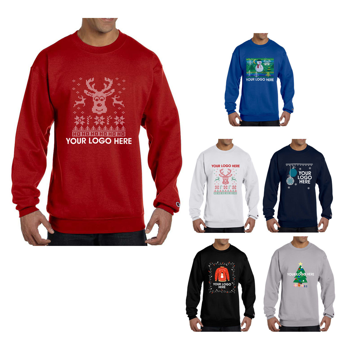 Champion Double Dry Eco Ugly Sweater Crewneck - Champion® Double Dry Eco® Crewneck "Ugly Sweater" Sweatshirt