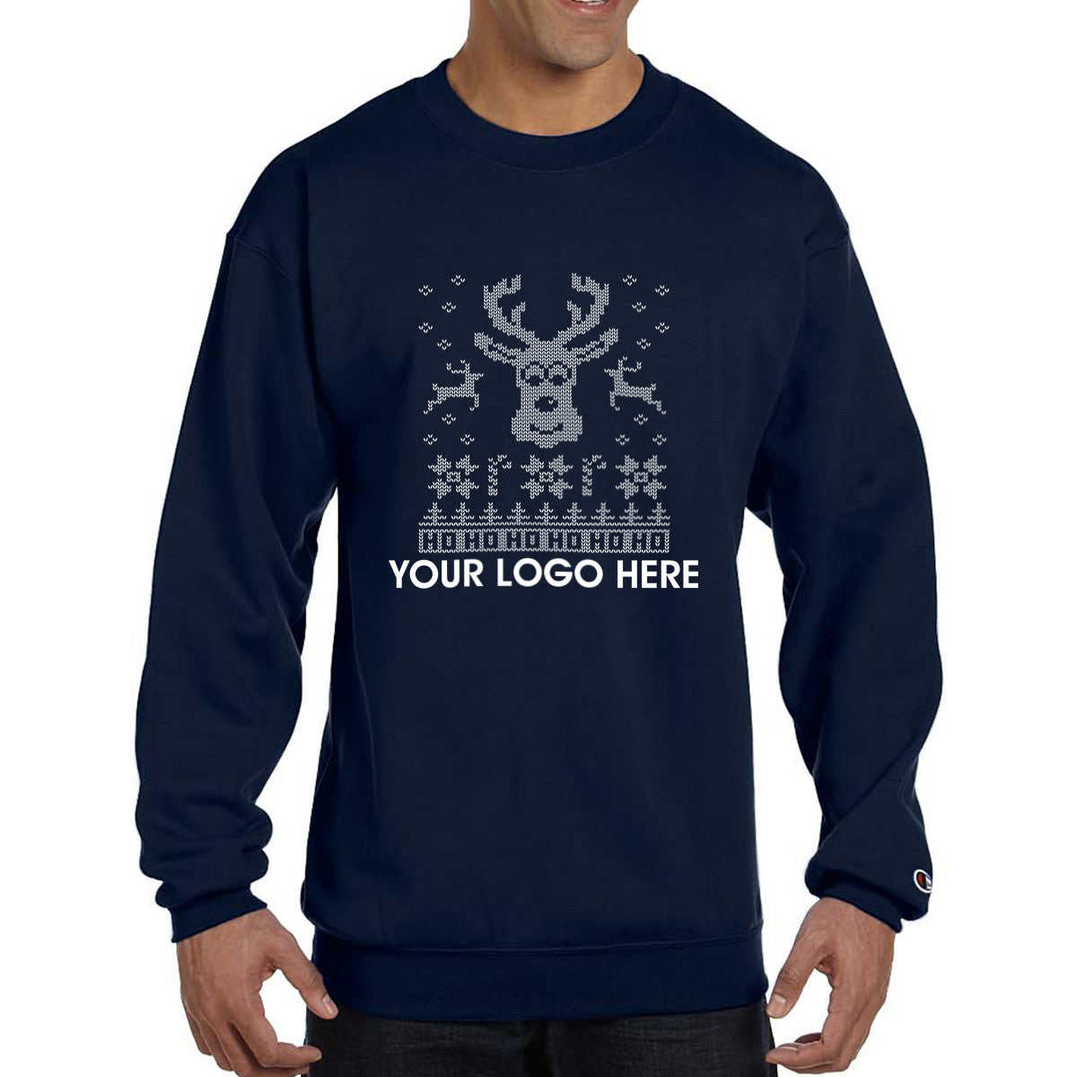 Champion Double Dry Eco Ugly Sweater Crewneck - Navy - Deer