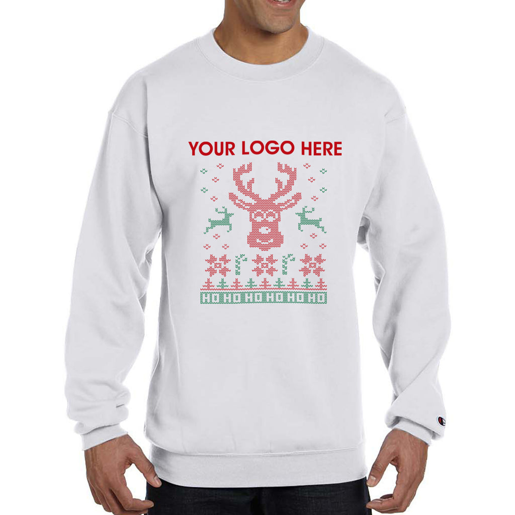 Champion Double Dry Eco Ugly Sweater Crewneck - White - FestiveDeer