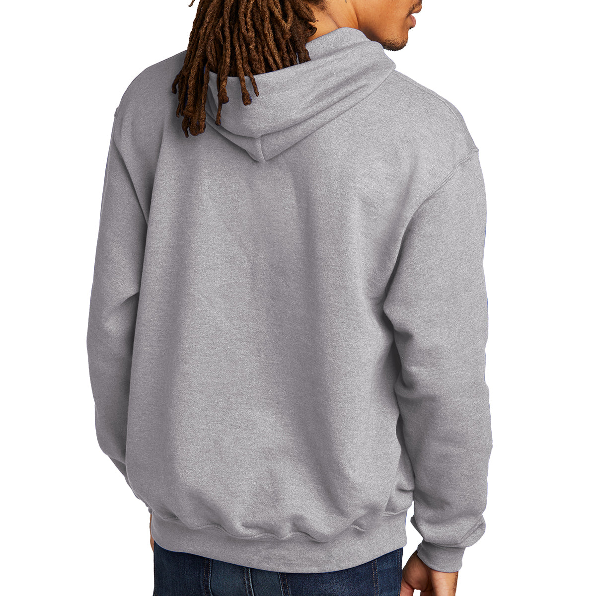 Champion Pullover Hooded Sweatshirt, Double Dry Eco - Light Steel - model_back