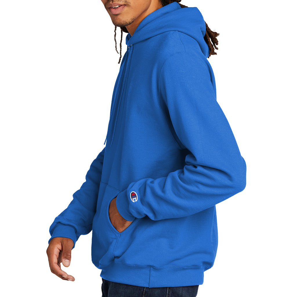 Champion Pullover Hooded Sweatshirt, Double Dry Eco - Royal - model_side