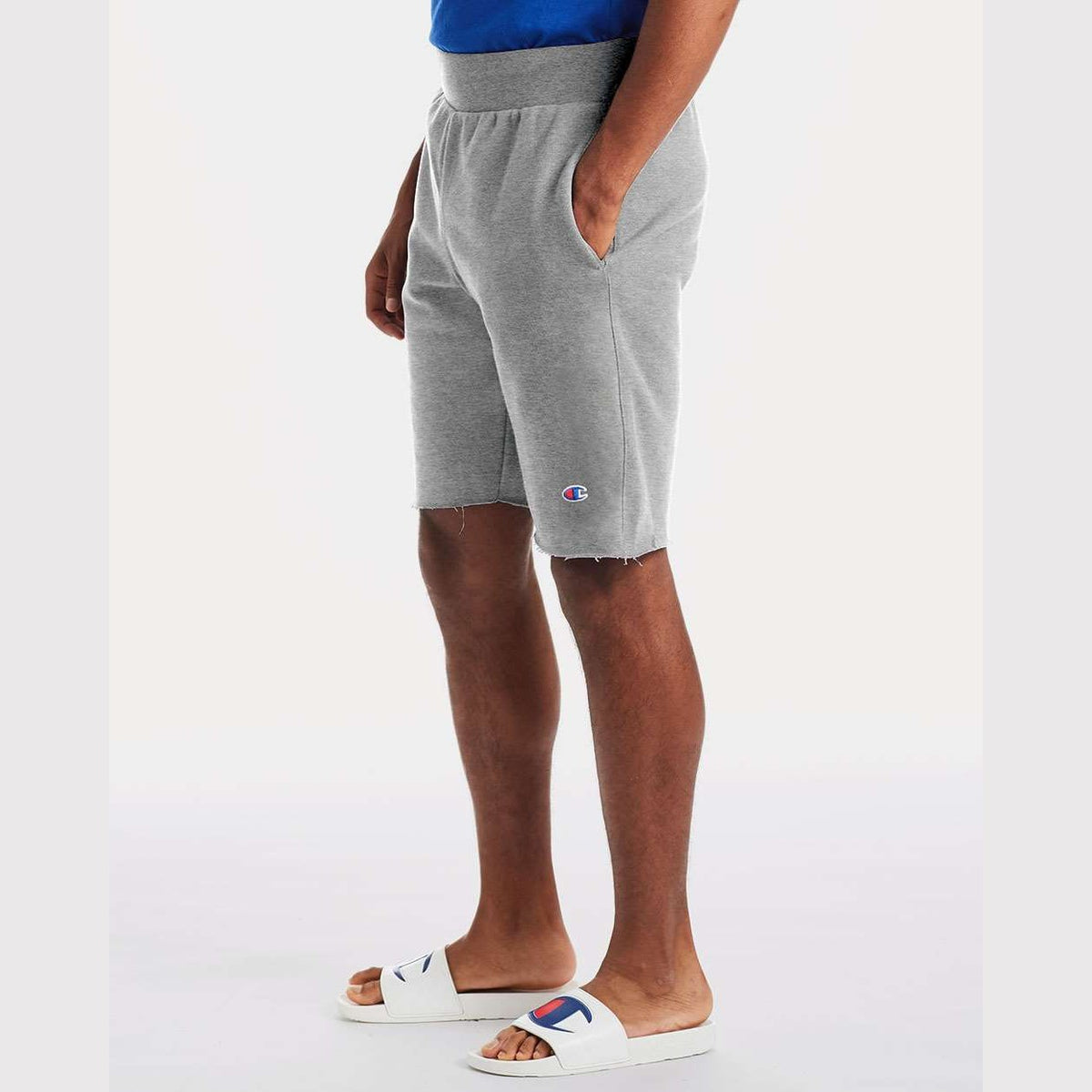 Champion Unisex Reverse Weave® Shorts - Oxford Grey - On Model Side