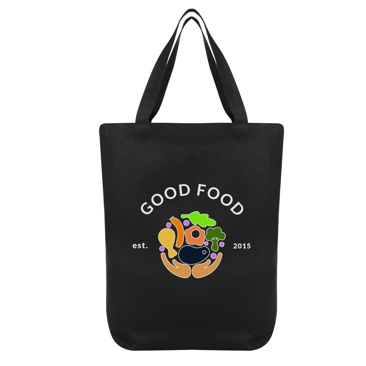 Chandler Cotton Tote Bag, 12 oz - Black - Colorbrite