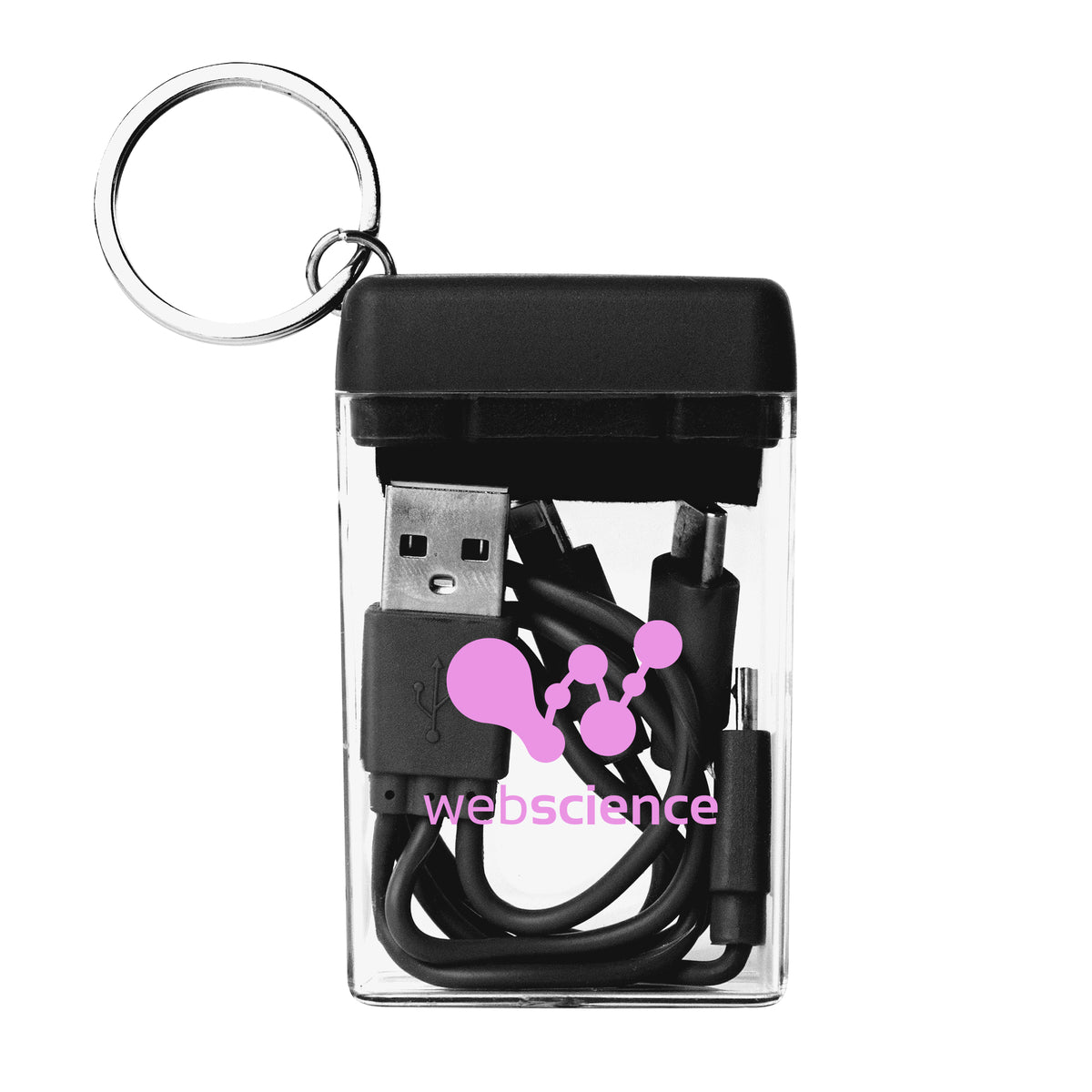 Charging Cable and Screen Cleaner Set, Four-Way Full Color - Black - Silk Screen