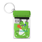 Charging Cable and Screen Cleaner Set, Four-Way Full Color - Blue Lime Green - Full Color
