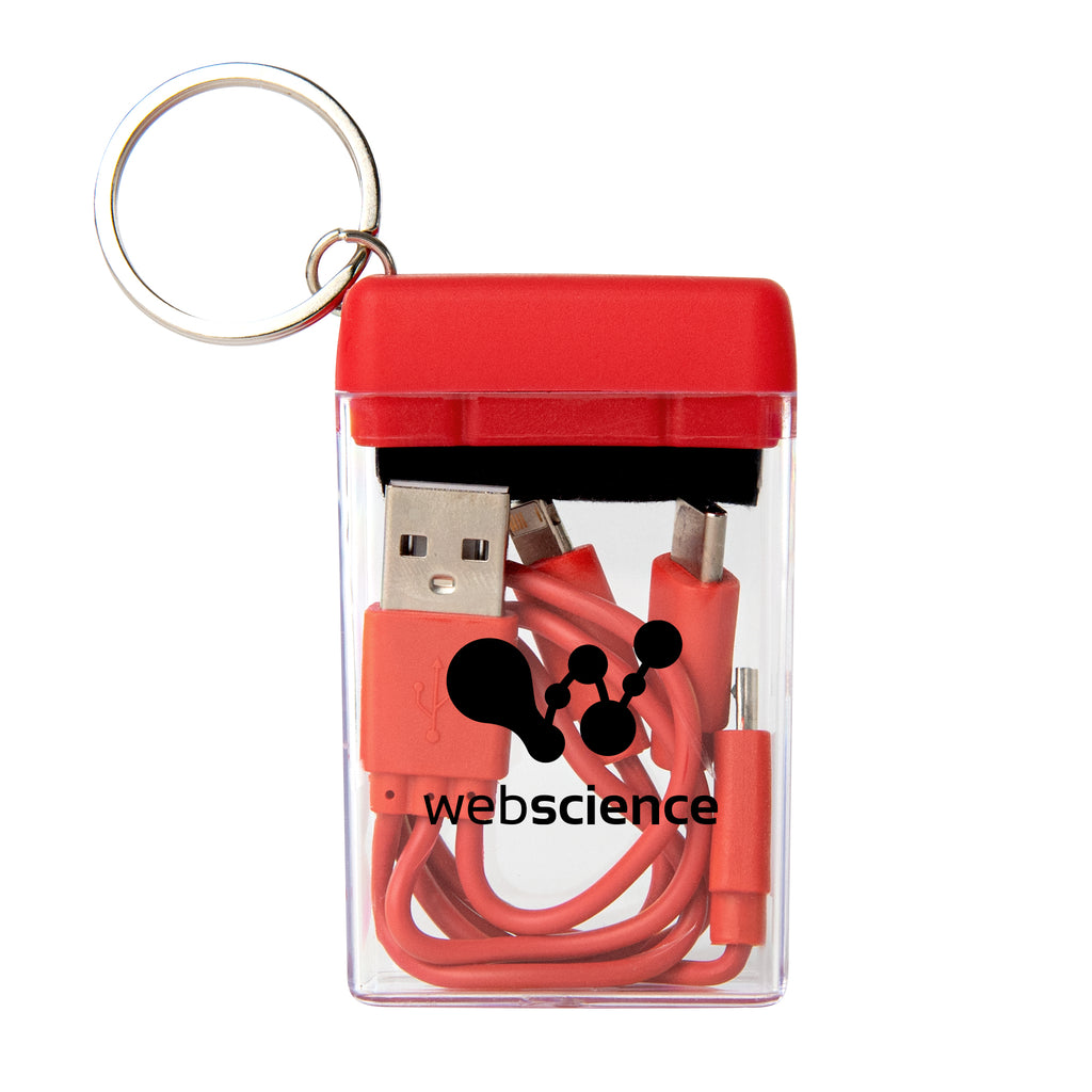 Charging Cable and Screen Cleaner Set, Four-Way Full Color - Red - Silk Screen