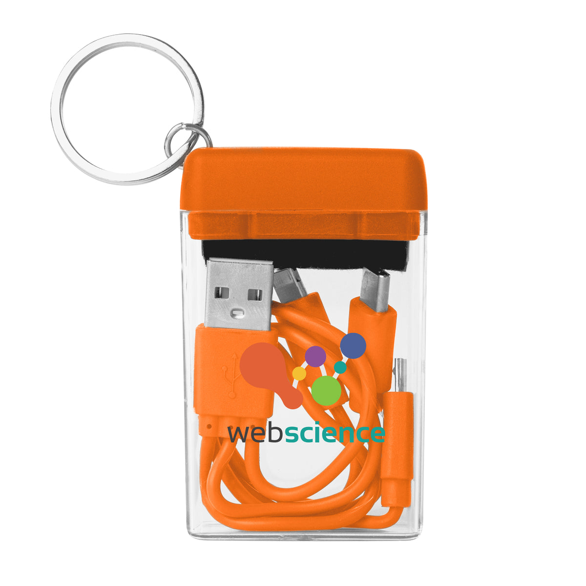 Charging Cable and Screen Cleaner Set, Four-Way - Orange - Full Color