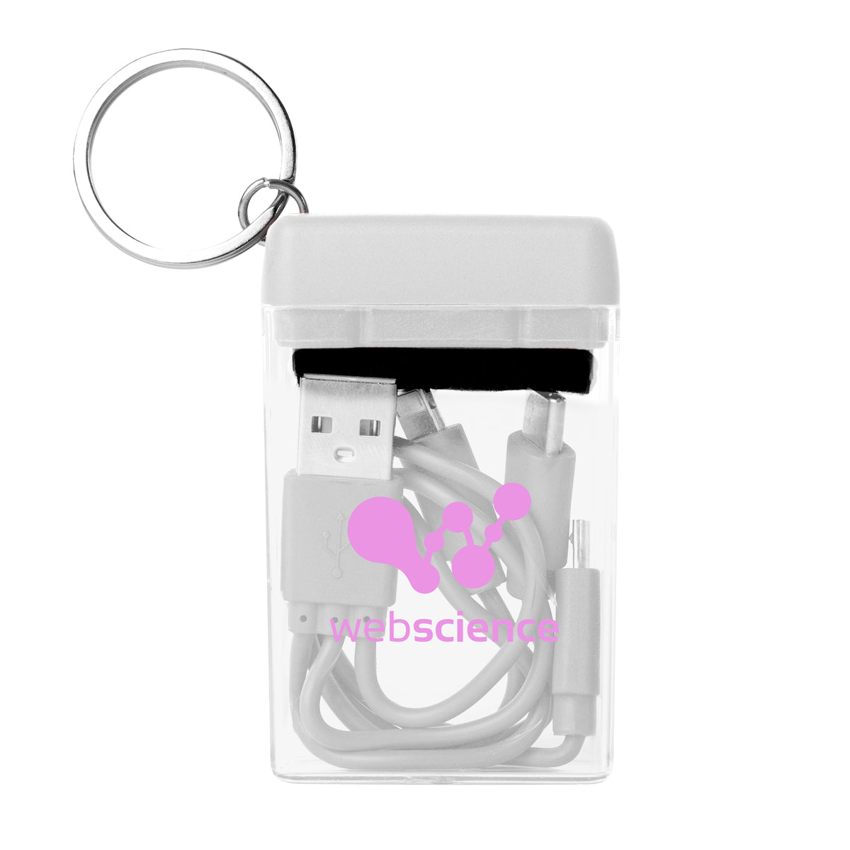 Charging Cable and Screen Cleaner Set, Four-Way - White - Silk Screen