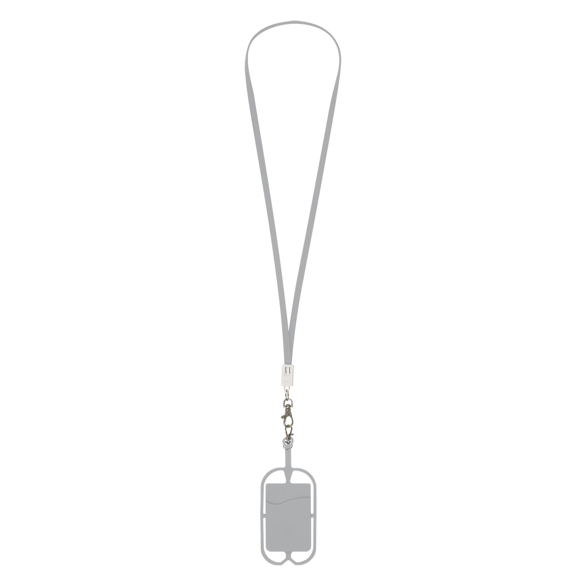 Charging Cable Lanyard with Phone Holder and Wallet - Gray - Blank