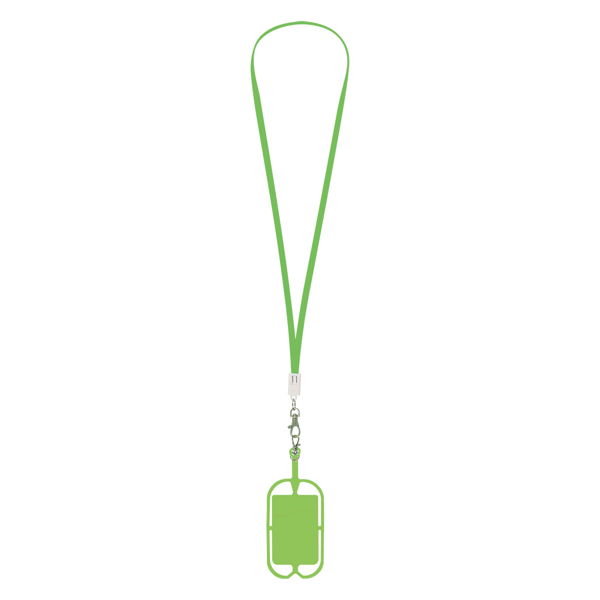 Charging Cable Lanyard with Phone Holder and Wallet - Lime Green - Blank