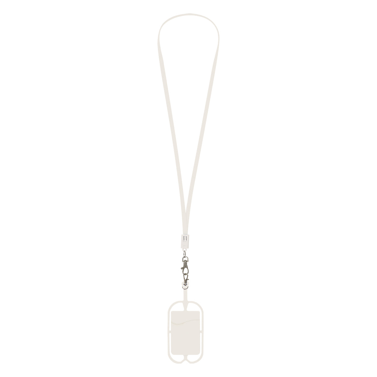 Charging Cable Lanyard with Phone Holder and Wallet - White - Blank