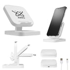 Charging Phone Stand in Recycled ABS, 15W - White - Silk Screen